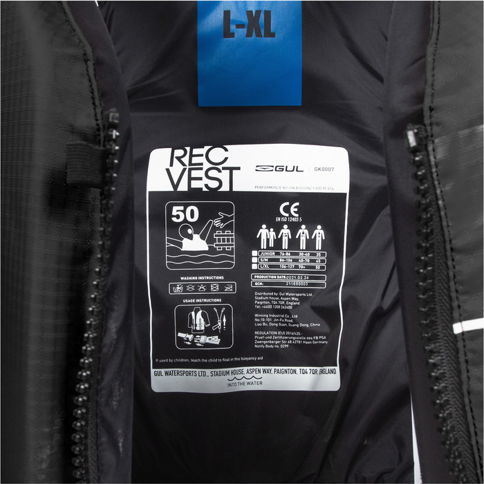 2024 Gul Junior Recreation Vest Buoyancy Aid GK0007-B7 - Black